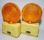 2PK Pyralite 800 Construction Barricade Yellow Flashing Amber Lights Decorations. Fixed Price $10.00.