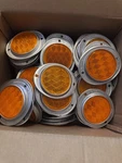Lot Amber 3" Round Truck Semi Trailer Mail Box Reflex Reflectors / Aluminum Base. Fixed Price $180.00.
