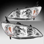 For 2004-2005 Honda Civic 2/4 Dr Chrome Headlights Amber Corner Lamps Pair. Fixed Price $55.99.