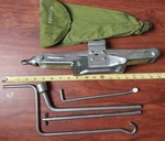 Vintage Toyota Aisin 09111-20060 Scissor Lift Jack With Handle Tools Set Bag. Fixed Price $110.00.