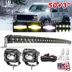 Curved 50" Led Light Bar Roof +3" Pods Wire Kit For 1984-2001 Jeep Cherokee Xj. Fixed Price $159.93.