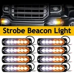 6 Led Emergency Strobe Lights Amber White Warning Flashing Beacon Bar Lot. Fixed Price $71.99.