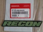 Nos Honda Atv 2006-09 TRX250 "recon" Side Cover Decal Emblem Oem 87126-HM8-B20ZB. Fixed Price $19.99.