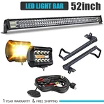 Front Upper Roof 52" Led Light Bar COMBO+4" Pods Kit For Jeep Wrangler Jk 07-18. Fixed Price $149.99.