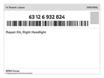 Genuine Bmw Repair Kit, Right Headlight 63-12-6-932-824 New. Fixed Price $23.40.